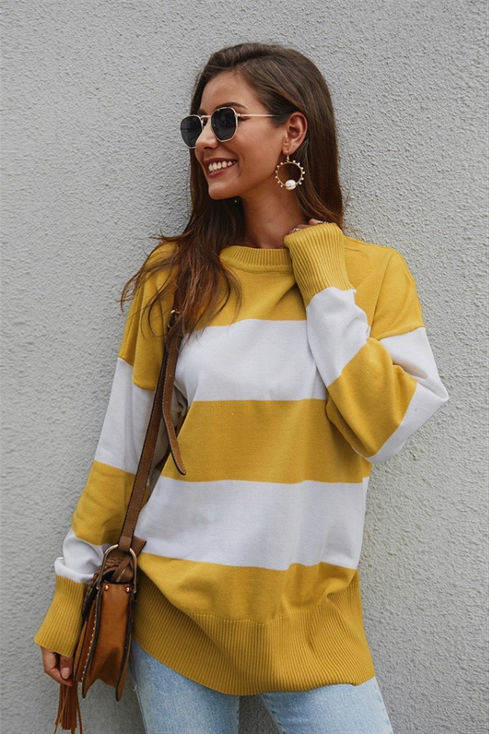 Leisure Color Block Loose Sweater