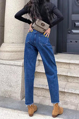 Leisure Drawstring Loose Jeans