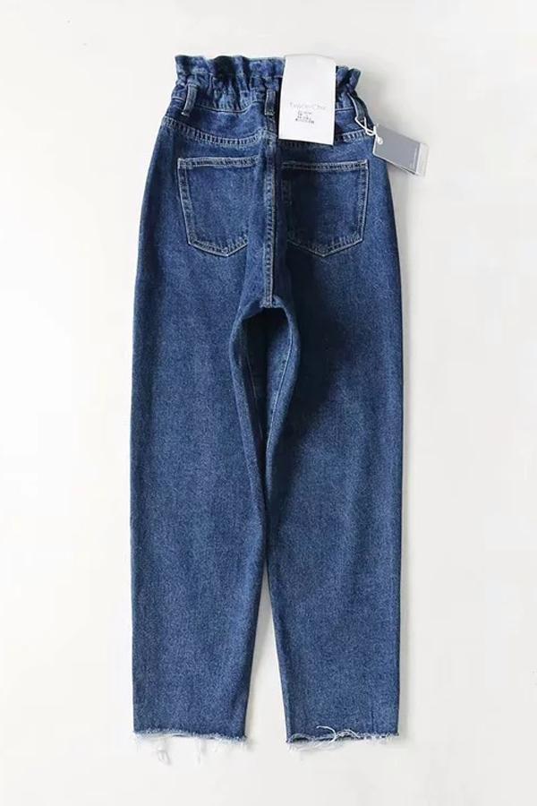 Leisure Drawstring Loose Jeans