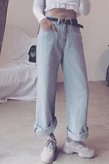 Leisure High-waisted Straight Jeans