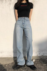 Leisure High-waisted Straight Jeans