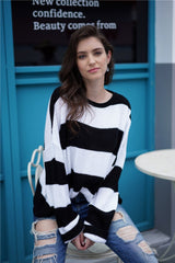 Leisutr Striped Round Neck Sweater