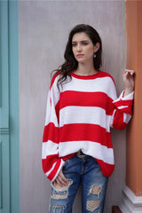 Leisutr Striped Round Neck Sweater