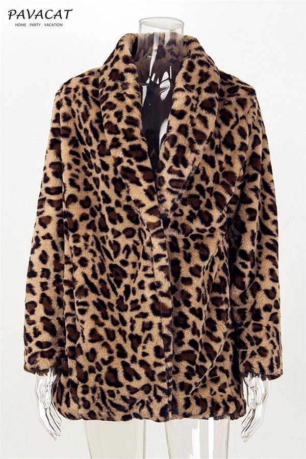 Leopard Artificial Fur Long Cardigan