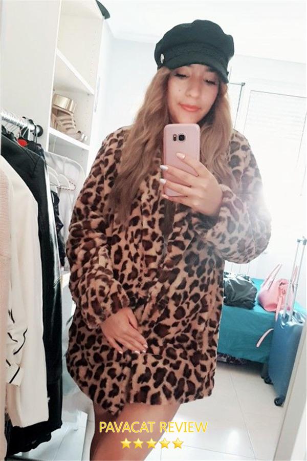 Leopard Artificial Fur Long Cardigan